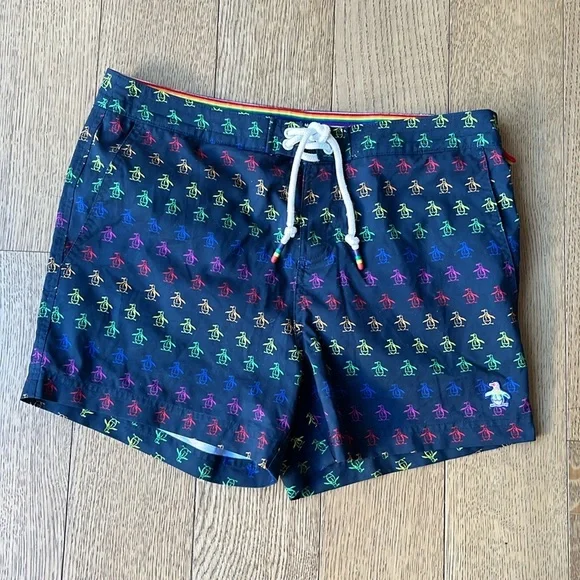 Original Penguin Pride Rainbow Pete Print Swim Short Size 32 - Picture 4 of 10